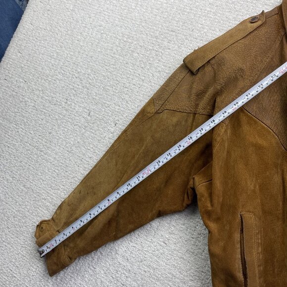 VTG Paris Sport Club Leather Jacket Brown Snake Skin Flight Bomber Padded M Read - Picture 11 of 16